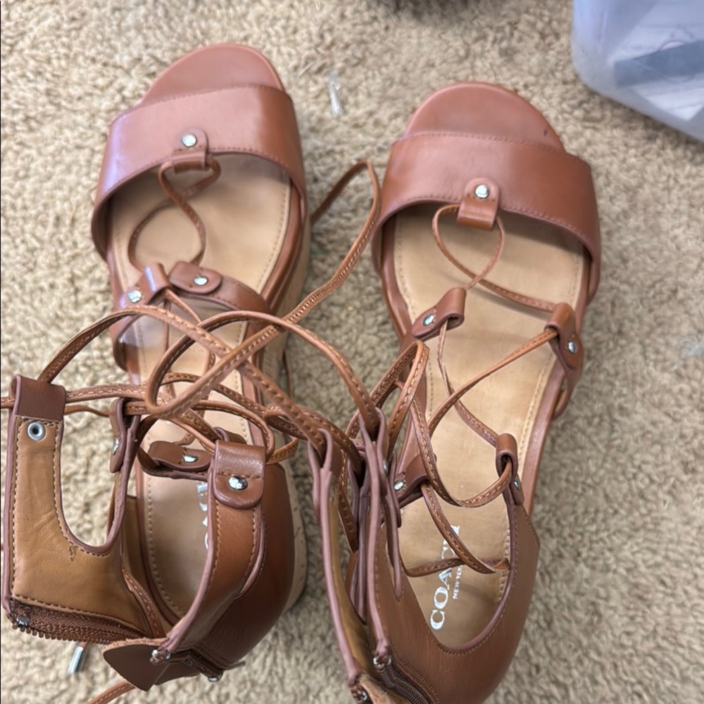 Coach Women's Brown Lace-Up Sandals